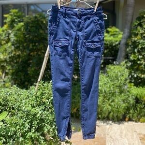 JOIE So Real skinny navy blue tapered cargo pants size 25 ankle zippers